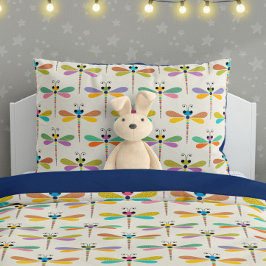 Cute Dragonfly Pattern on Cream 枕カバー