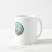 Cute Dragonfly Stained Glass Floral Dragon Fly Lov コーヒーマグカップ (正面右)