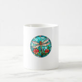 Cute Dragonfly Stained Glass Floral Dragon Fly Lov コーヒーマグカップ (中央)