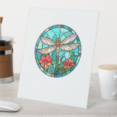 Cute Dragonfly Stained Glass Floral Dragon Fly Lov 台座サイン (インサイチュ)
