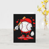 Cute Dripng Baseball Lover Valentines Day Boys Kid カード (黄色い花)