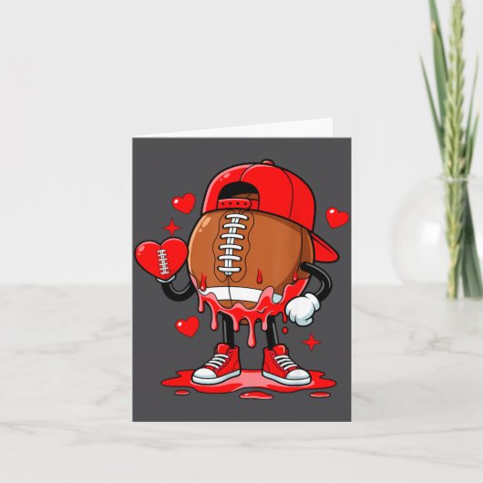 Cute Dripng Football Lover Heart Valentines Day Bo カード (正面)