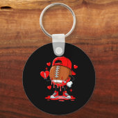 Cute Dripng Football Lover Heart Valentines Day Bo キーホルダー (正面)