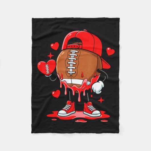 Cute Dripng Football Lover Heart Valentines Day Bo フリースブランケット (正面)