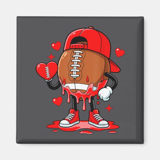 Cute Dripng Football Lover Heart Valentines Day Bo マグネット (正面)