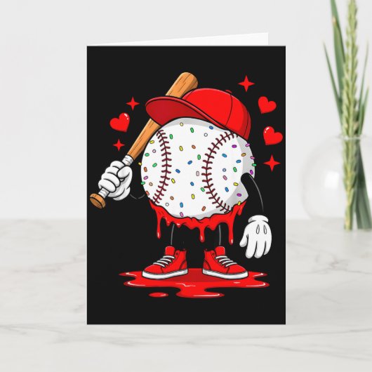 Cute Dripping Baseball Lover Valentines Day Boys K カード (正面)