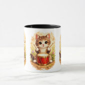 Cute Drummer Cat Coffee Mug – Music Lover マグカップ (中央)