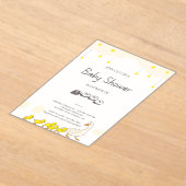 Cute Duck Baby Shower Illustration Minimal Style アクリル招待状 (レイダウン)