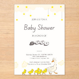Cute Duck Baby Shower Illustration Minimal Style アクリル招待状