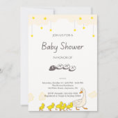 Cute Duck Baby Shower Illustration Minimal Style 招待状 (正面)