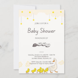 Cute Duck Baby Shower Illustration Minimal Style 招待状