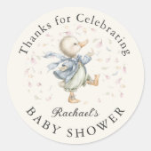 Cute Duck Baby Shower Thank You Favor ラウンドシール (正面)