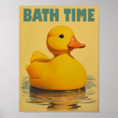 Cute Duck Bath Time Print Yellow Rubber Duck Print ポスター (正面)