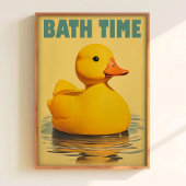 Cute Duck Bath Time Print Yellow Rubber Duck Print ポスター