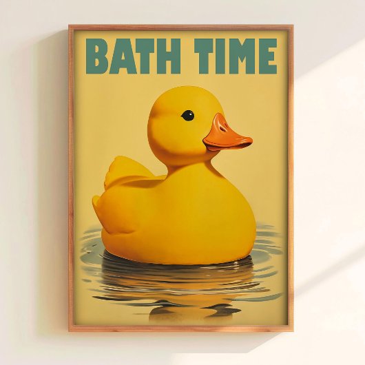 Cute Duck Bath Time Print Yellow Rubber Duck Print ポスター