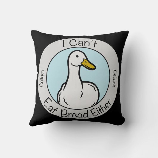 Cute Duck "Cant Eat Bread" Celiacs Disease クッション (裏面)