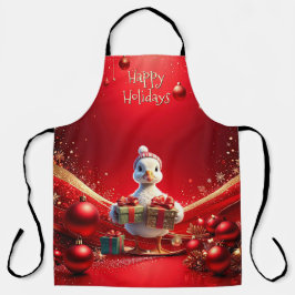 Cute Duck Christmas Holiday Apron エプロン