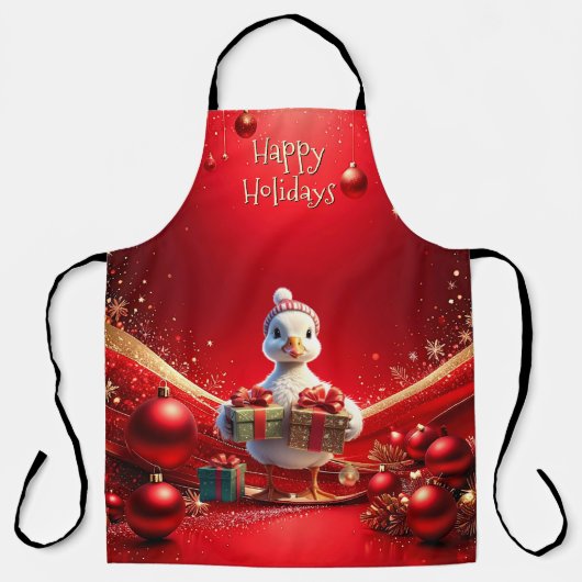 Cute Duck Christmas Holiday Apron エプロン (正面)