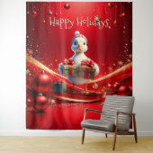 Cute Duck Christmas Holiday Backdrop タペストリー (インサイチュ)