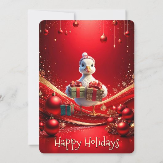 Cute Duck Christmas Holiday Card シーズンカード (正面)