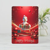 Cute Duck Christmas Holiday Card シーズンカード (スタンド正面)