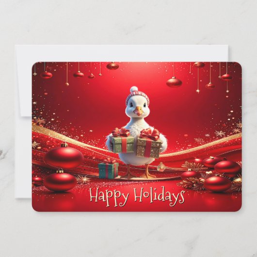 Cute Duck Christmas Holiday Card シーズンカード (正面)