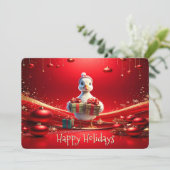 Cute Duck Christmas Holiday Card シーズンカード (スタンド正面)