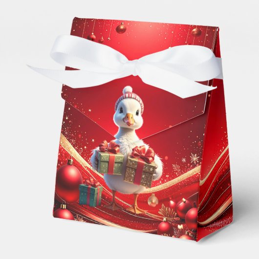 Cute Duck Christmas Holiday Favor Box フェイバーボックス (正面サイド)