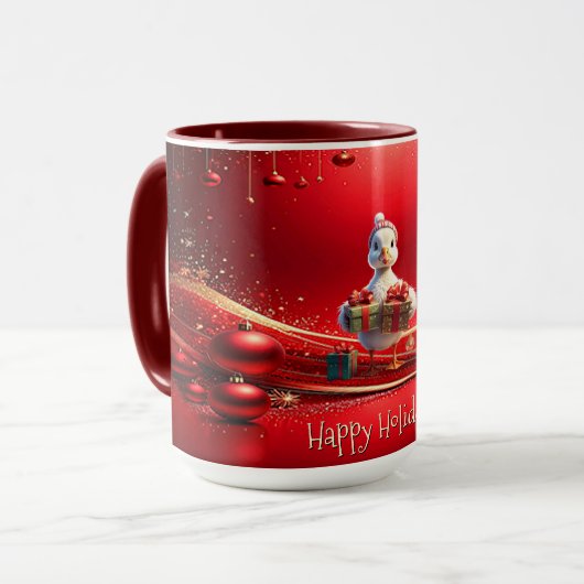 Cute Duck Christmas Holiday Mug マグカップ (正面左)