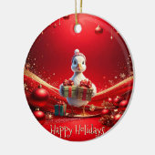Cute Duck Christmas Holiday Ornament セラミックオーナメント (左)