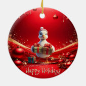 Cute Duck Christmas Holiday Ornament セラミックオーナメント (裏面)