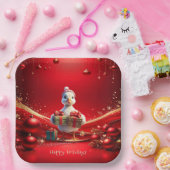 Cute Duck Christmas Holiday Paper Plate ペーパープレート (パーティー)