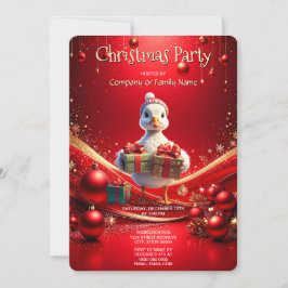 Cute Duck Christmas Holiday Party Invitation 招待状