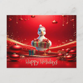 Cute Duck Christmas Holiday Postcard ポストカード
