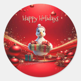 Cute Duck Christmas Holiday Sticker ラウンドシール