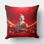 Cute Duck Christmas Holiday Throw Pillow クッション (裏面)
