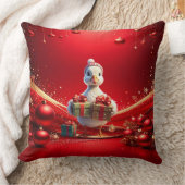 Cute Duck Christmas Holiday Throw Pillow クッション (ブランケット)