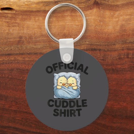 Cute Duck Couple Snuggle Cuddle  キーホルダー (正面)