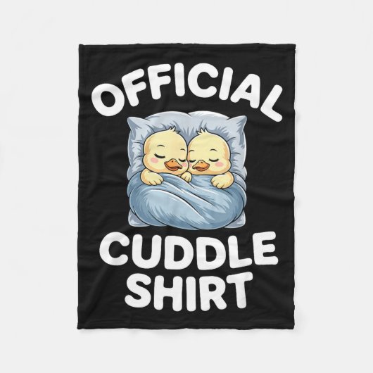 Cute Duck Couple Snuggle Cuddle  フリースブランケット (正面)