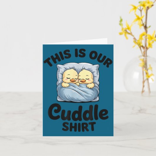 Cute Duck Couple This Is Our Cuddle カード (黄色い花)