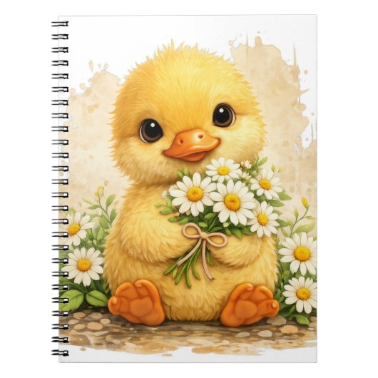 Cute Duck Daisy Kawaii Notebook Design ノートブック (正面)
