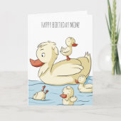 Cute Duck Family Happy Birthday Mom カード (正面)