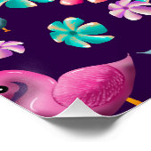 Cute Duck Floral Pattern Kawaii Pink Blue Ducks  ポスター (コーナー)