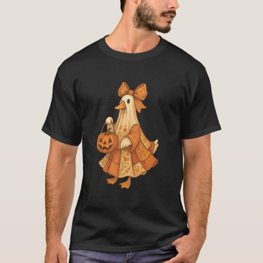Cute Duck Patchwork Halloween Party Tシャツ (正面)