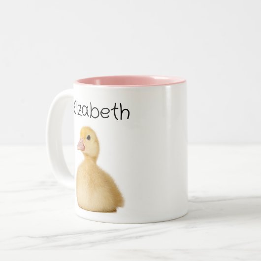 Cute Duck Personalized Name ツートーンマグカップ (正面左)