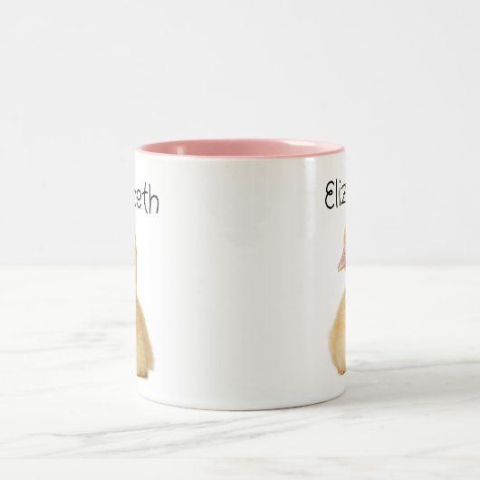 Cute Duck Personalized Name ツートーンマグカップ (中央)