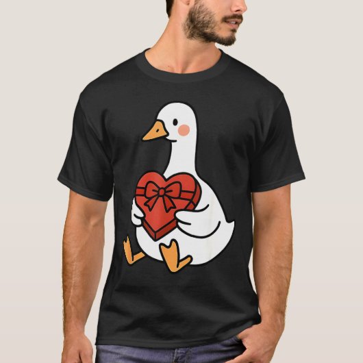 Cute Duck Preppy Silly Just Goose Valentine Love Tシャツ (正面)