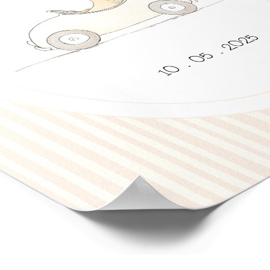 Cute Duck Race Car Nursery Name Date Poster ポスター (角)