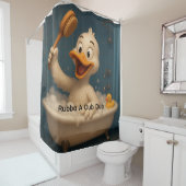 Cute Duck Shower Curtain – Editable Text, 71"x71" シャワーカーテン (インサイチュ)