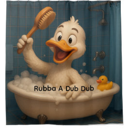 Cute Duck Shower Curtain – Editable Text, 71"x71" シャワーカーテン